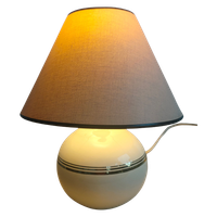 Keramische Lamp Met Kap Nederlands Jaren 80 Wit Met Gouden Randjes