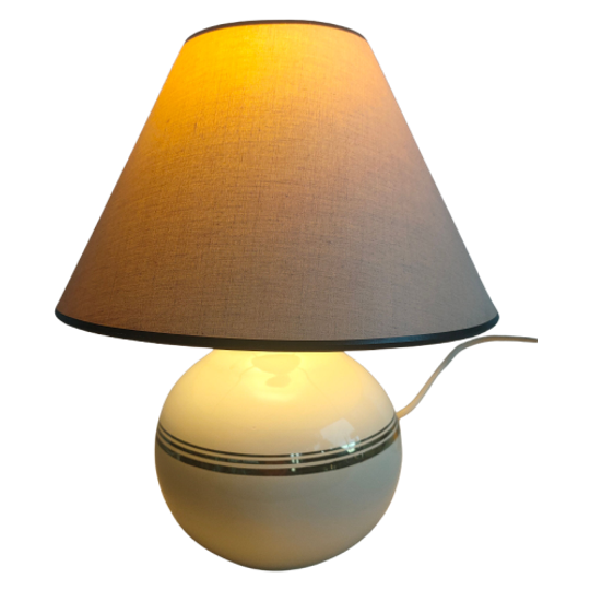 Keramische Lamp Met Kap Nederlands Jaren 80 Wit Met Gouden Randjes 1