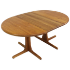 Vintage Deense Ronde Uitschuifbare Eettafel Tafel Massief Teak thumbnail 1