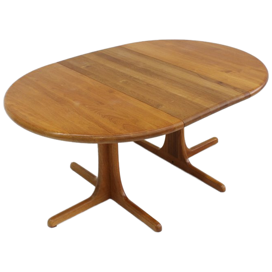 Vintage Deense Ronde Uitschuifbare Eettafel Tafel Massief Teak 1
