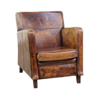 Prachtige Donkerbruine Design Armchair Gemaakt Van Schapenleer Met De Mooiste Kleuren thumbnail 1