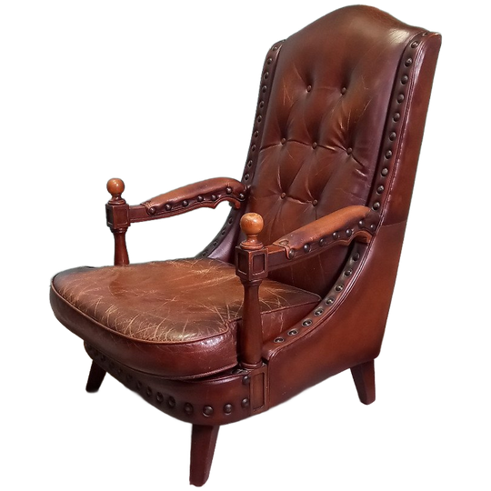 Bijzonder Stoere Vintage Bibliotheekfauteuil Met Studs 1