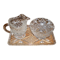 Prachtige Vintage Driedelige Glas Kristallen Roomstel
