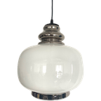 Vintage Bollamp Melkglas Met Chrome Afwerking thumbnail 1