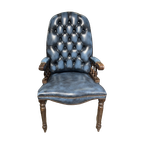 Stoere Engelse Springvale Chesterfield Fauteuil Model Library Jeans Blauw thumbnail 1