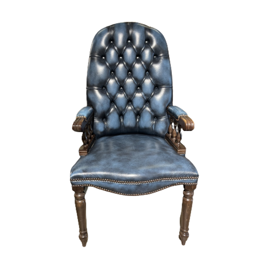 Stoere Engelse Springvale Chesterfield Fauteuil Model Library Jeans Blauw 1