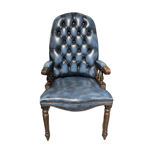 Stoere Engelse Springvale Chesterfield Fauteuil Model Library Jeans Blauw