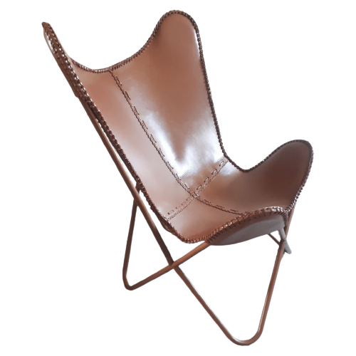 Leren Vlinderstoel Cognac Butterfly Chair Retro Fauteuil