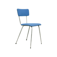 Blauwe & Chromen Eettafel Stoel