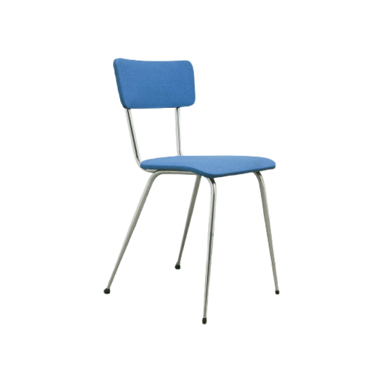 Blauwe & Chromen Eettafel Stoel 1