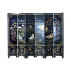 Black Oriental Room Divider With Marble Stone Details thumbnail 1