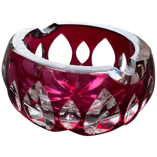 Vintage Kristallen Ruby Asbak Val Saint Lambert 1