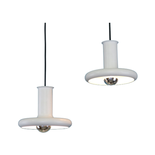 Prachtig Paar Puur Witte Hans Due Lampen - Model Optima - Nordic Design| Lampje Uit De Jaren 70 | 1