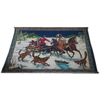 Groot Mid Century Pluche / Velvet Wandkleed Wolven Jacht thumbnail 1