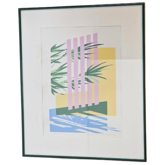 Vintage Postmodern Art Stilleven Zeefdruk Eclipse 1980 Boho 1