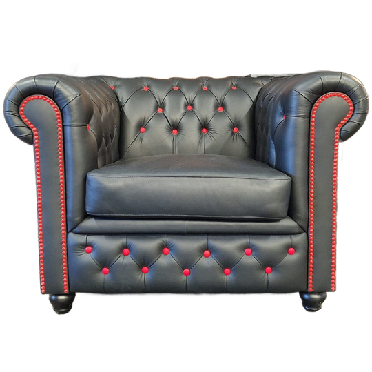 Chesterfield Brighton Fauteuil - Zwart/rood 1