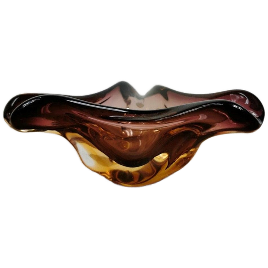 Vintage Glazen Schaal, Asbak. Italiaans Murano Glas 007 1