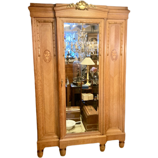 Vintage Hangkast Met Spiegeldeur, Uitneembaar, 140 Cm Breed En 222 Cm Hoog 1