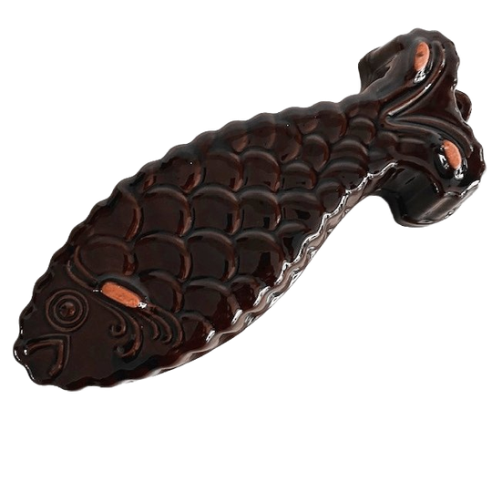 Vintage Visvorm Scheurich Cerabac West-germany Keramiek Bruin Glazuur 1970’s 1