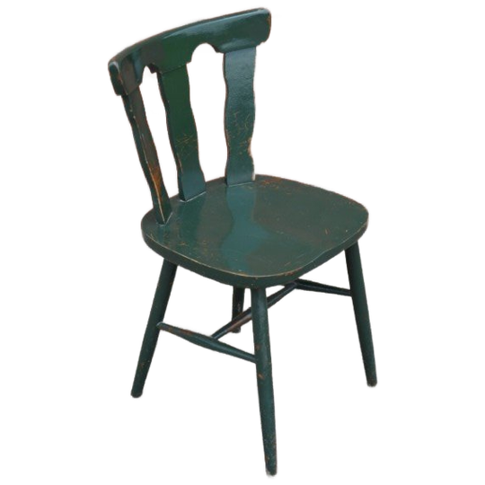Beukenhouten Caféstoel Groen Geschilderd – Brocante Uitstraling 1