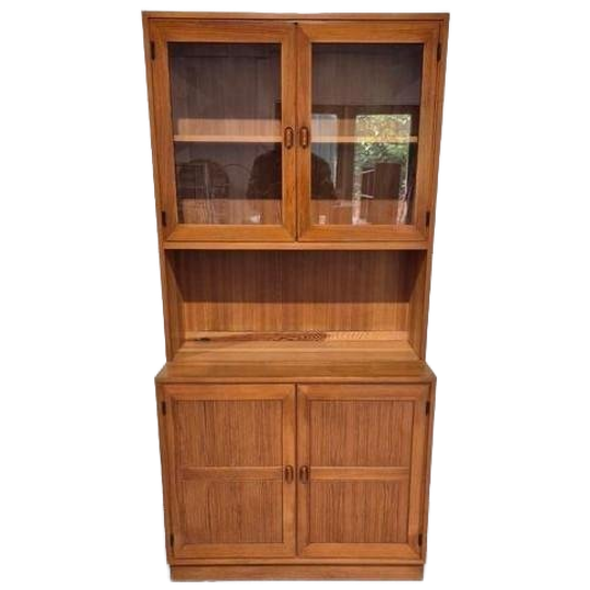 Vintage Zweeds Design Grenen Boekenkast Met Glazen Deurtjes 1