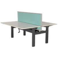 Steelcase Benchwerkplek, Wit Blad,160 X 80 Cm (2X), Hoogte Instelbaar Onderstel D.M.V. Handslinge