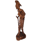 Groot Balinees Beeld Man Met Haan Bali Hout 105 Cm thumbnail 1