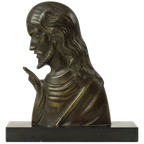 Bronzen Art Deco Beeld Christus Profiel Salvatore Melani Kunst 1930 thumbnail 1