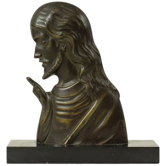 Bronzen Art Deco Beeld Christus Profiel Salvatore Melani Kunst 1930 1