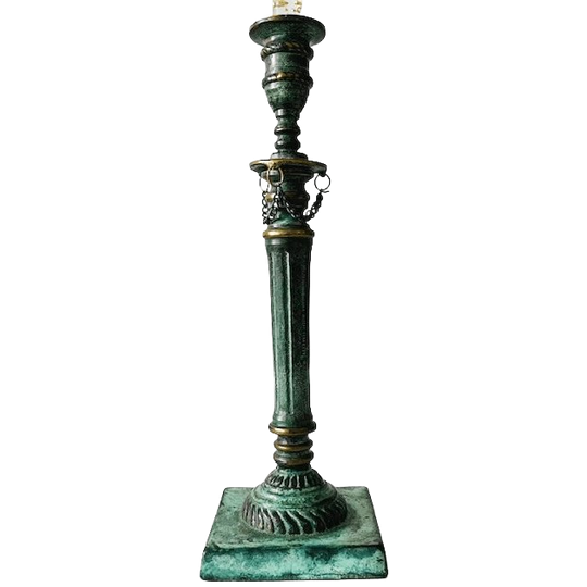 Antieke Bronzen Kandelaar Groen Patina 1900’s 1