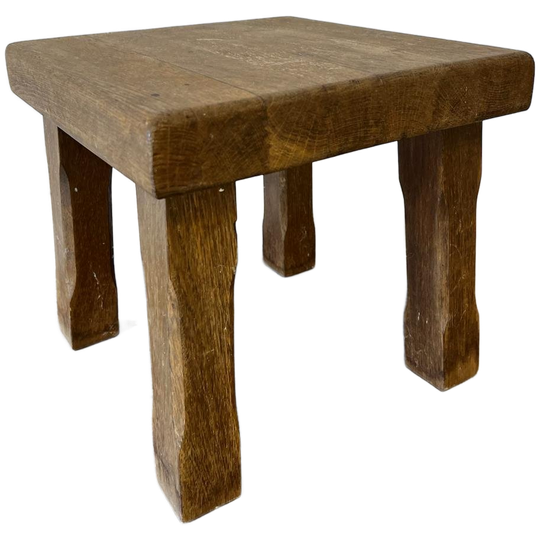 Vintage Massief Eiken Brutalist Mini Tafeltje / Krukje 1