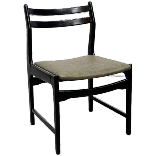 Vintage Houten Mid-century Modern Stoelen Opnieuw Bekleed Met Leer. 1