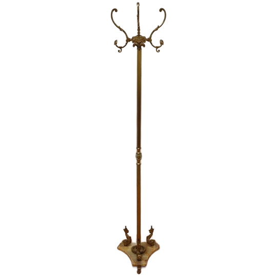 Messing En Marmer Staande Kapstok. Regency Hall Tree Brass 1