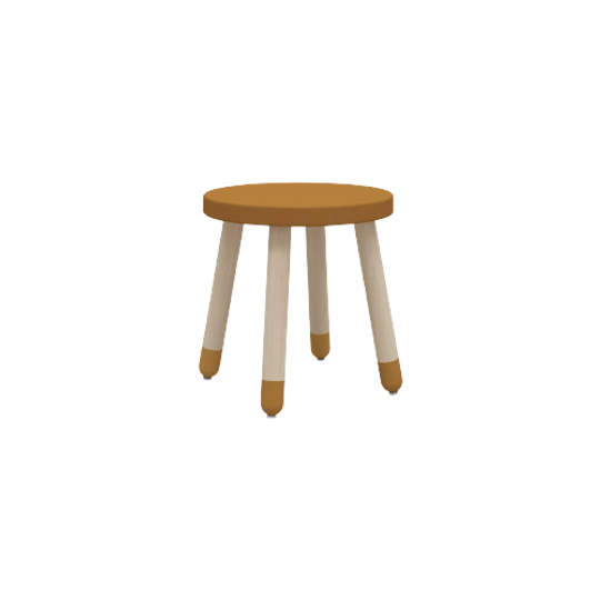 Flexa Dots Poef In Essen Hout Mosterdgeel 1