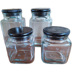 Vintage Voorraadpotten Glas Met Houten Deksels thumbnail 1