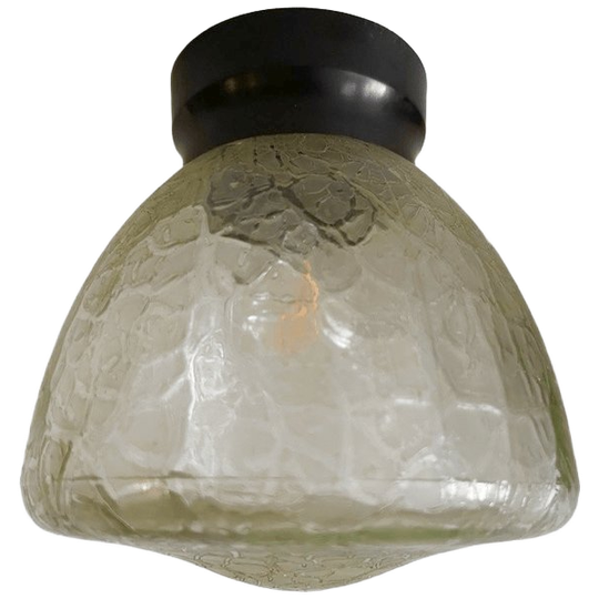 Antieke Art Deco Plafondlamp Craquelé Glas Plafonnière 1920’s 1