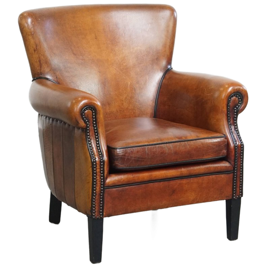 Zeer Comfortabele Klassieke Schapenleren Armchair Met Mooie Warme Kleuren 1