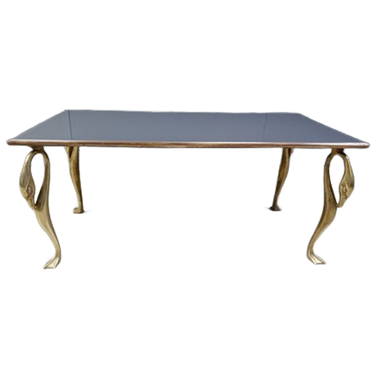 Vintage Brass Swan Coffee Table, 1970s 1