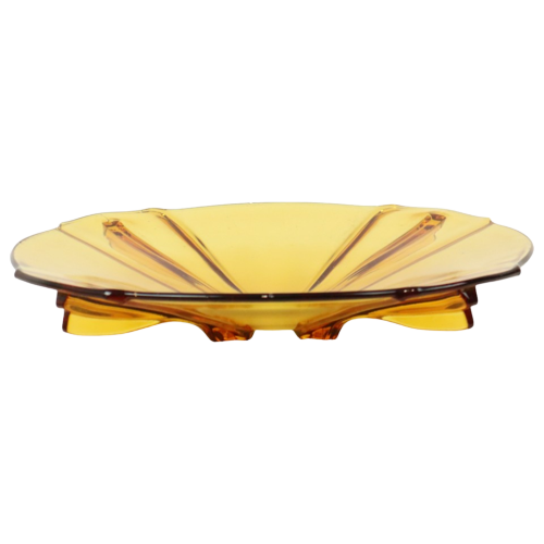 Art Deco Fruitschaal Amber Gekleurd Depression Glass Jaren 30