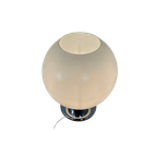 Vintage - Art Deco Style Lamp - Xl Satin Glass Dome Mounted On Chrome Base thumbnail 1