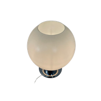 Vintage - Art Deco Style Lamp - Xl Satin Glass Dome Mounted On Chrome Base