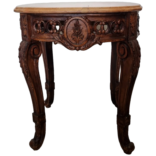 Louis Xv Stijl Bijzettafel Met Marmeren Blad, 20e Eeuw 1
