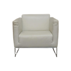 Zganieuw! Gebroken Witte Leren Natuzzi Design Fauteuil thumbnail 1