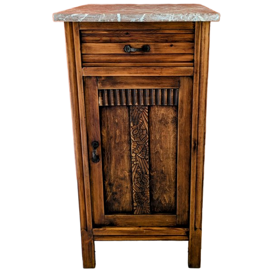 Jugendstil Nachtkastje Rood Marmer 1