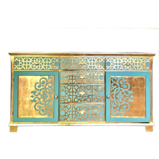 Oosterse Stijl Dressoir/ Kast In Goud En Turquoise 1