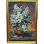 Gesigneerd Schilderij "Boeket Van Seringen". thumbnail 1