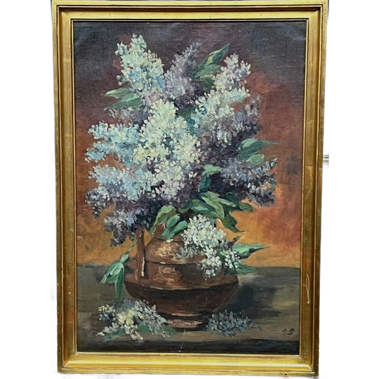 Gesigneerd Schilderij "boeket Van Seringen". 1