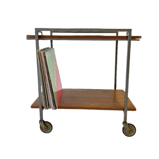 Vintage Pastoe Bijzettafel Trolly Lp Kast Platenkast Jaren60 1