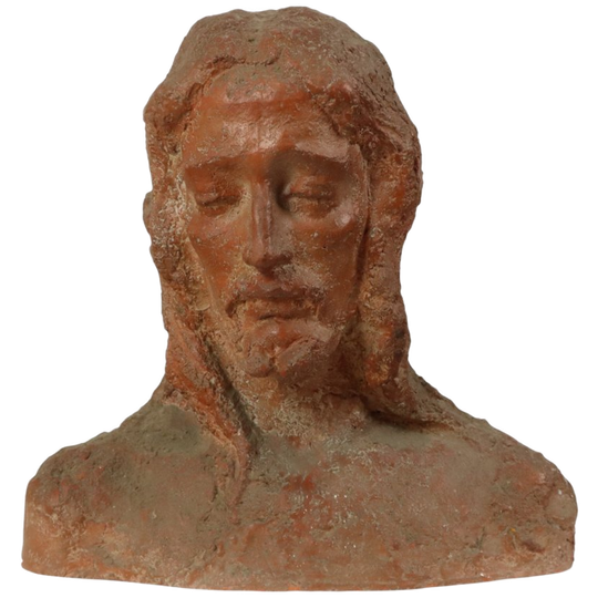 Oude Abstracte Terracotta Buste Christus Levensgroot 1