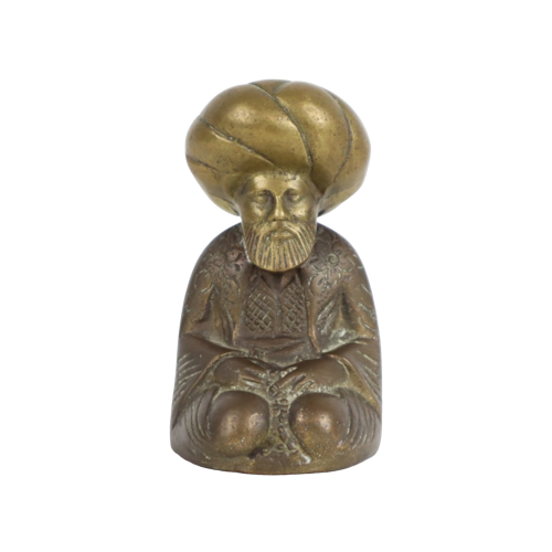 Ottomaanse Sultan Vizier Tulband Beeldje Sculptuur Messing